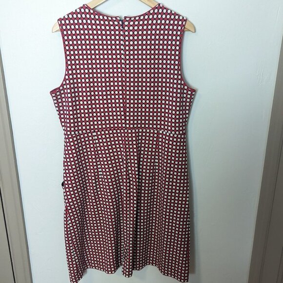 LANDS’ END Polka Dot Keyhole Sheath Dress Bias Cut Sleeveless Pockets MCM Retro - Picture 4 of 8